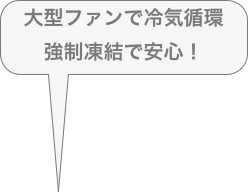 大型ファンで冷気循環
強制凍結で安心！